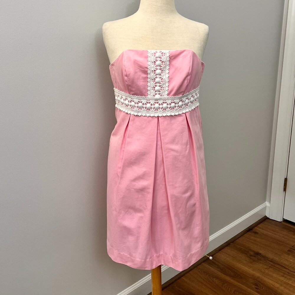 Lilly Pulitzer Betsey Dress Solid Faille in Lillys Pink Strapless Size 2